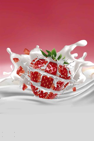 井字草莓牛奶水果促销海报背景